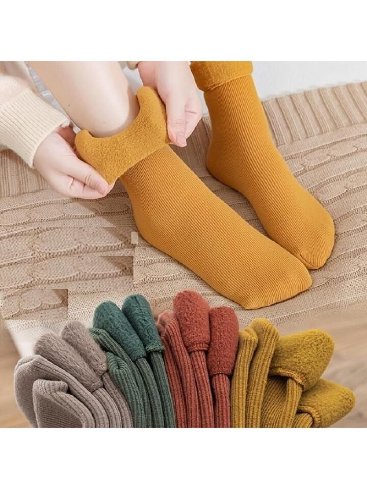 Pairs of 4 Different Autumn Winter Warm Socks, Women's & Men's Thickened Anti Cold Warm Also Comfortable Snow Socks.